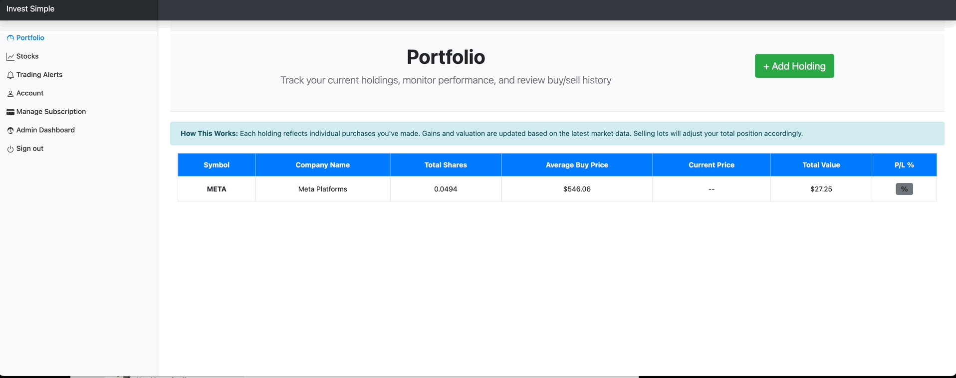 Portfolio Tracker Demo